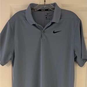 Nike Men’s Sky Blue Performance Polo with Black Swoosh